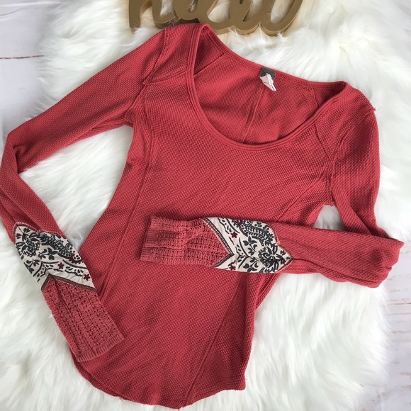 Free People Tops - Free People Thermal Top Embellished Sleeves